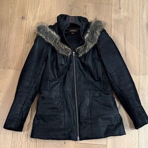 Danier Black Jacket with Faux Fur Trim